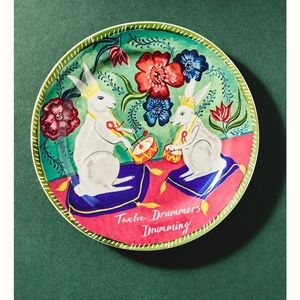 Anthropologie Emily Maude Twelve 12 Days Christmas Plate 12 Drummers Drumming